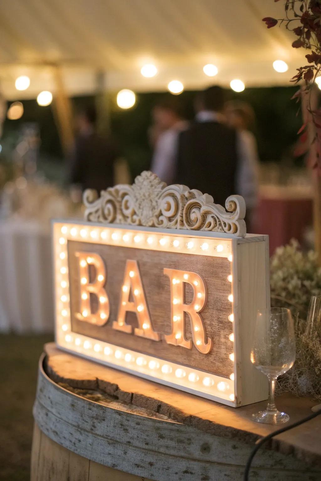 A retro vintage marquee light bar sign.