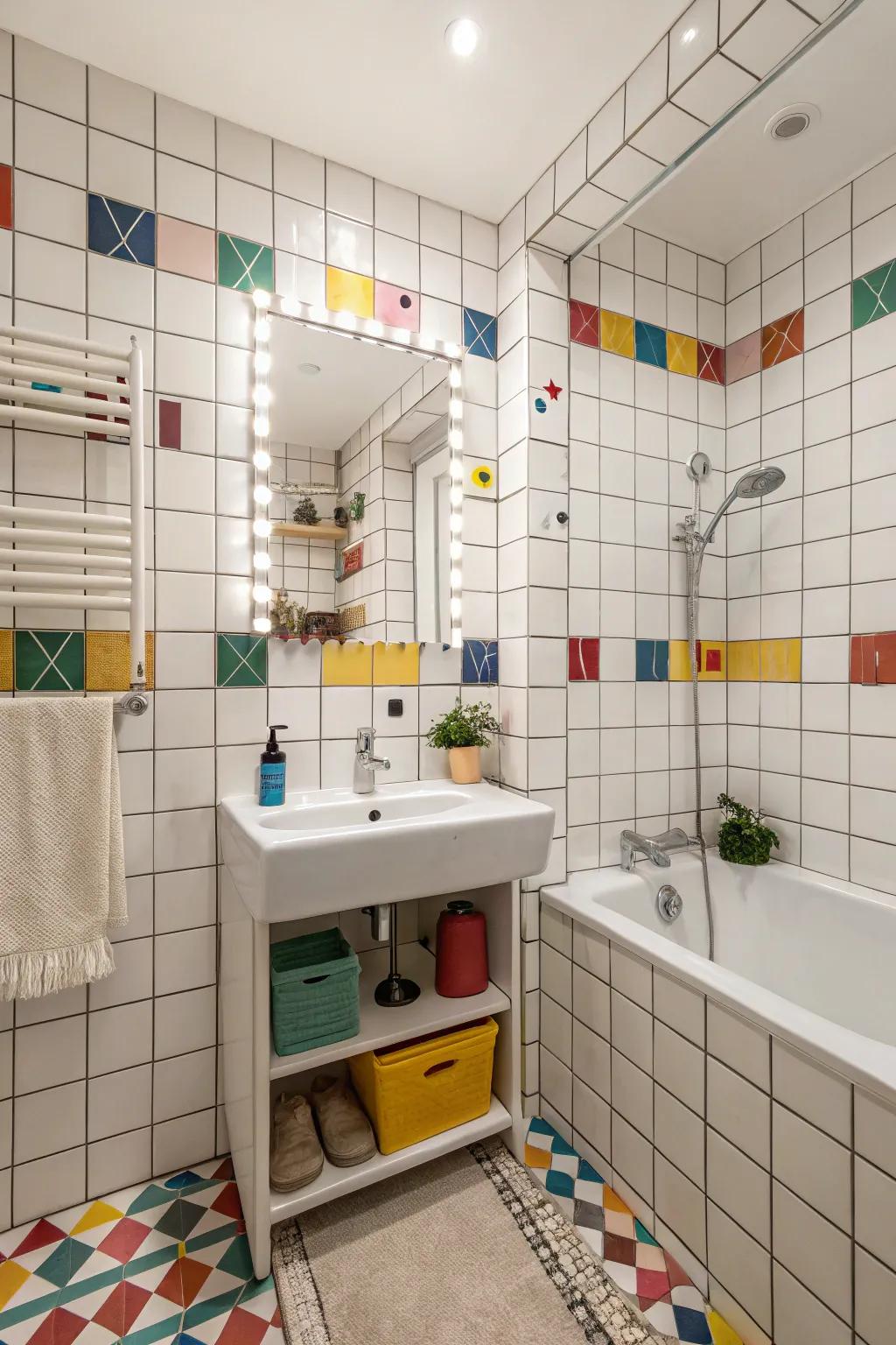 Mixed color grout offers a playful and personalized touch.