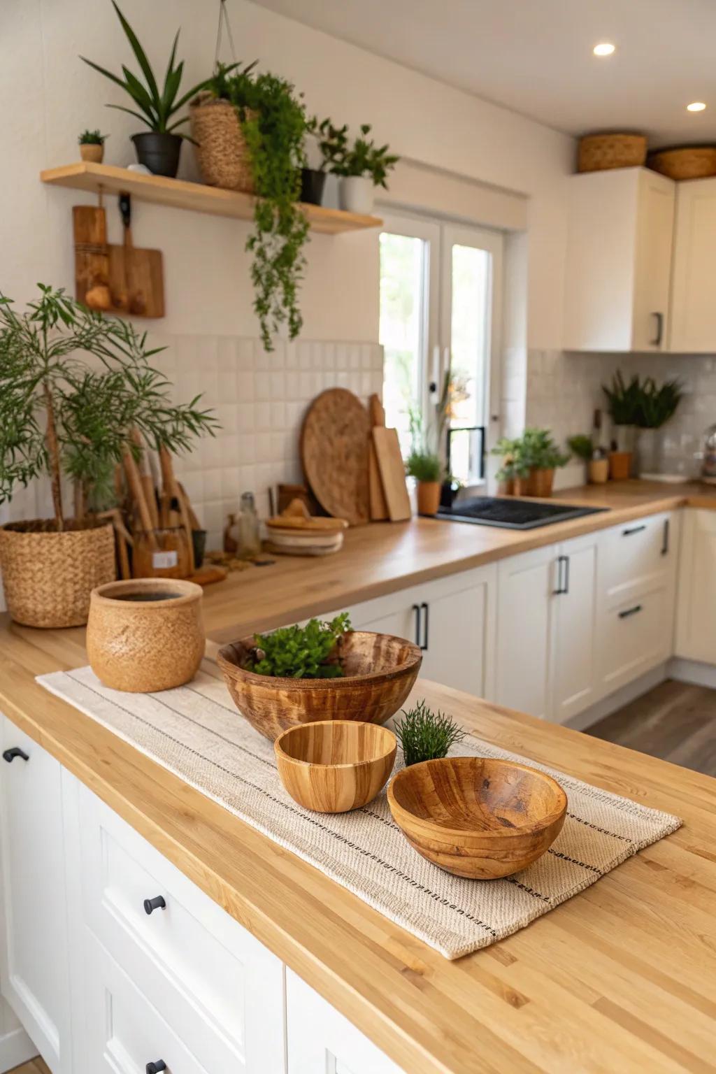 Sustainable bamboo countertops offering style and eco-friendliness.