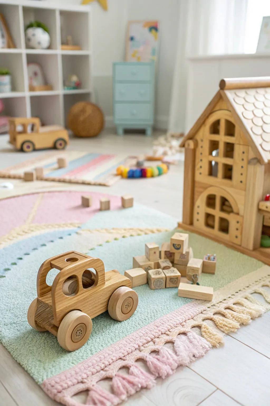 Wooden toys provide timeless fun and durability.