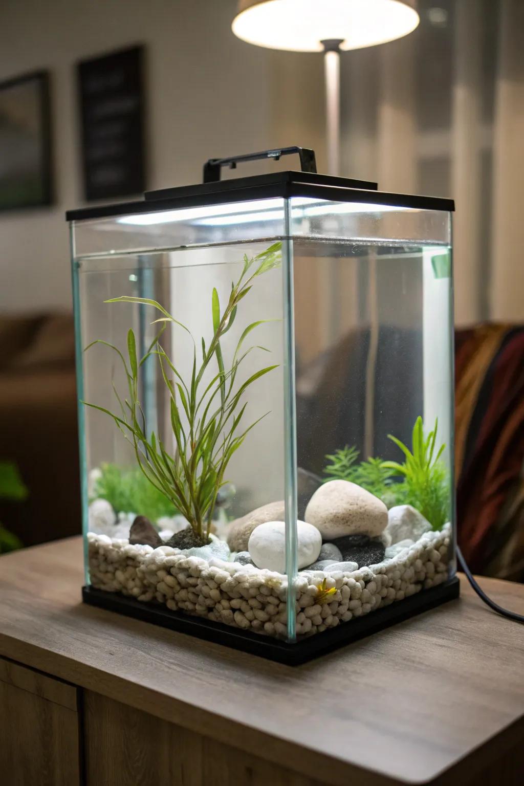 Embrace the beauty of simplicity in your tank design.