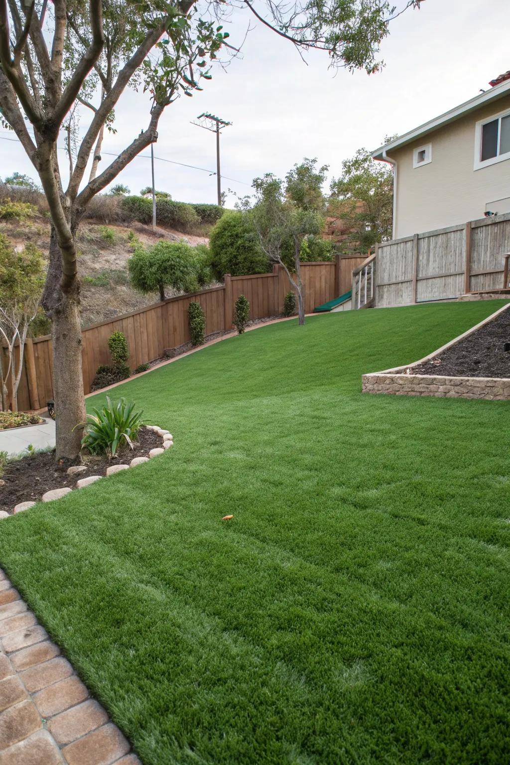 Transform challenging slopes into beautiful, green lawns with artificial grass.