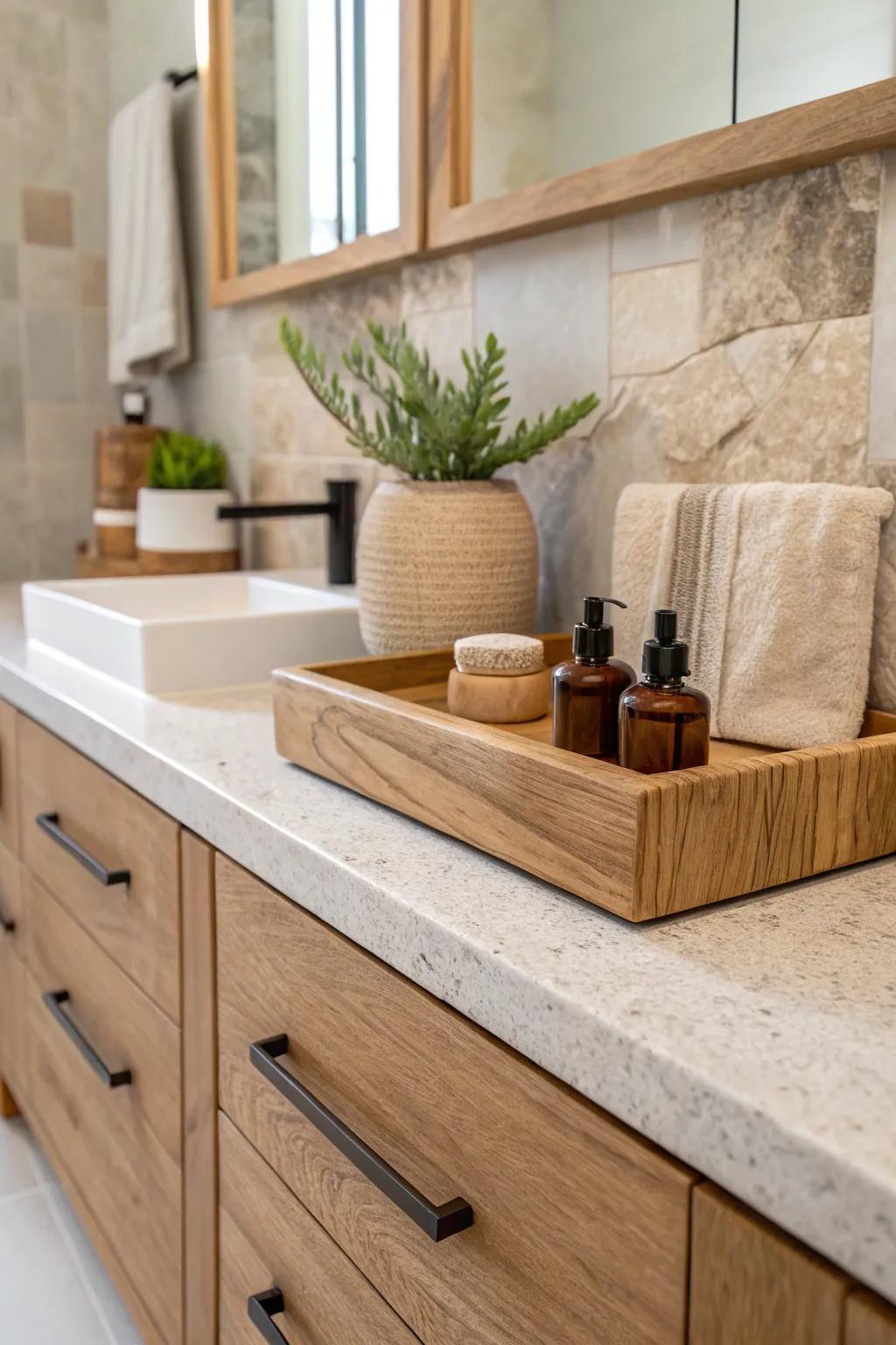 Natural materials infuse your bathroom with warmth and character.