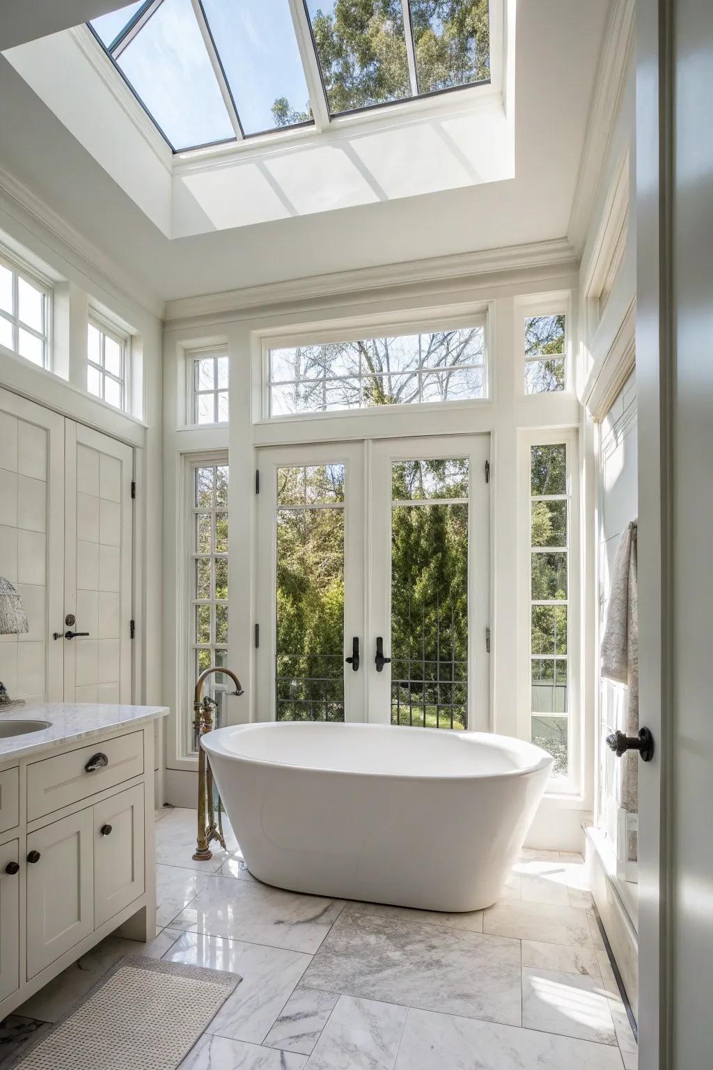 Transom windows offer high-level natural light.