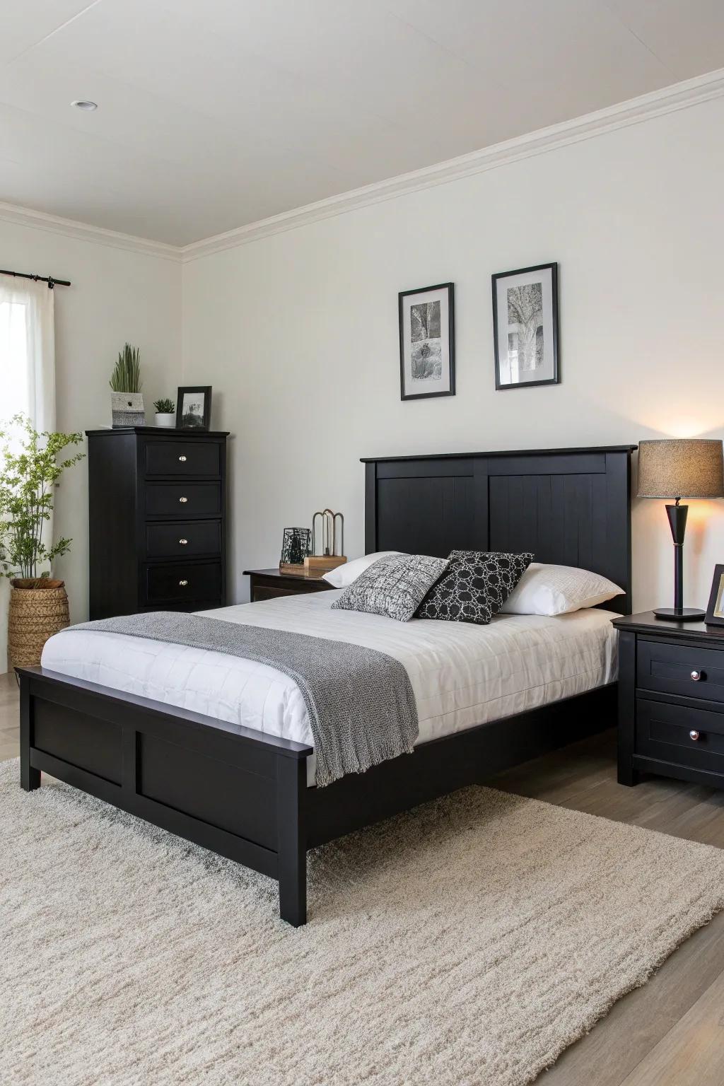 A headboardless design emphasizes simplicity in this minimalist bedroom.