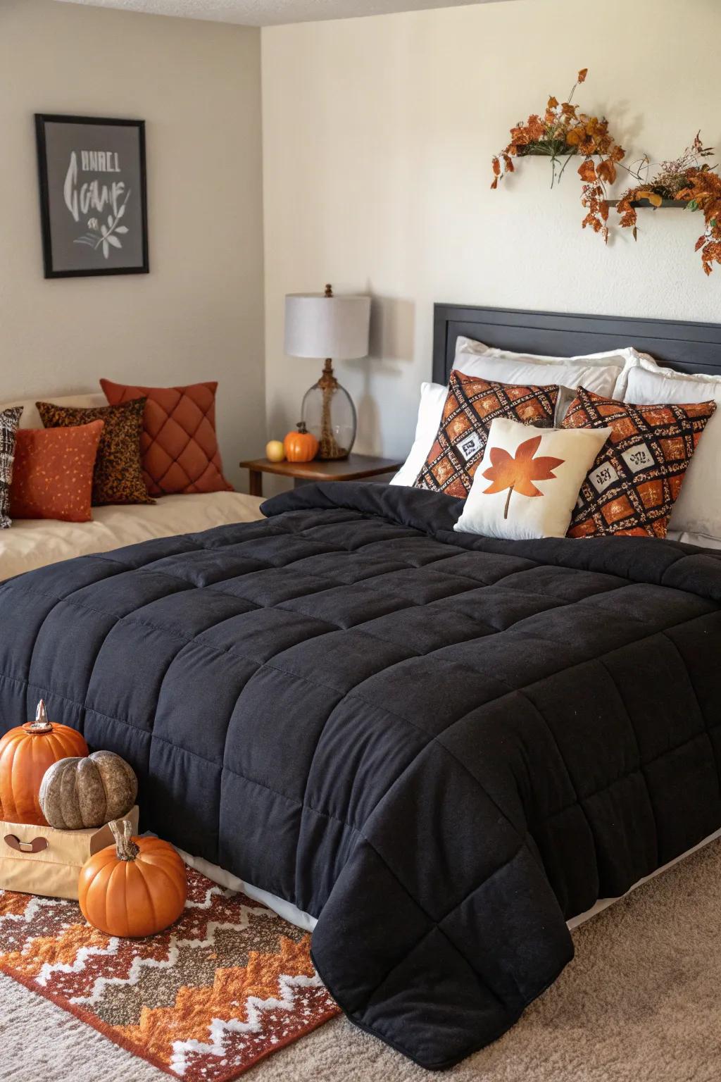 A dynamic bedroom ready for any season with versatile decor.