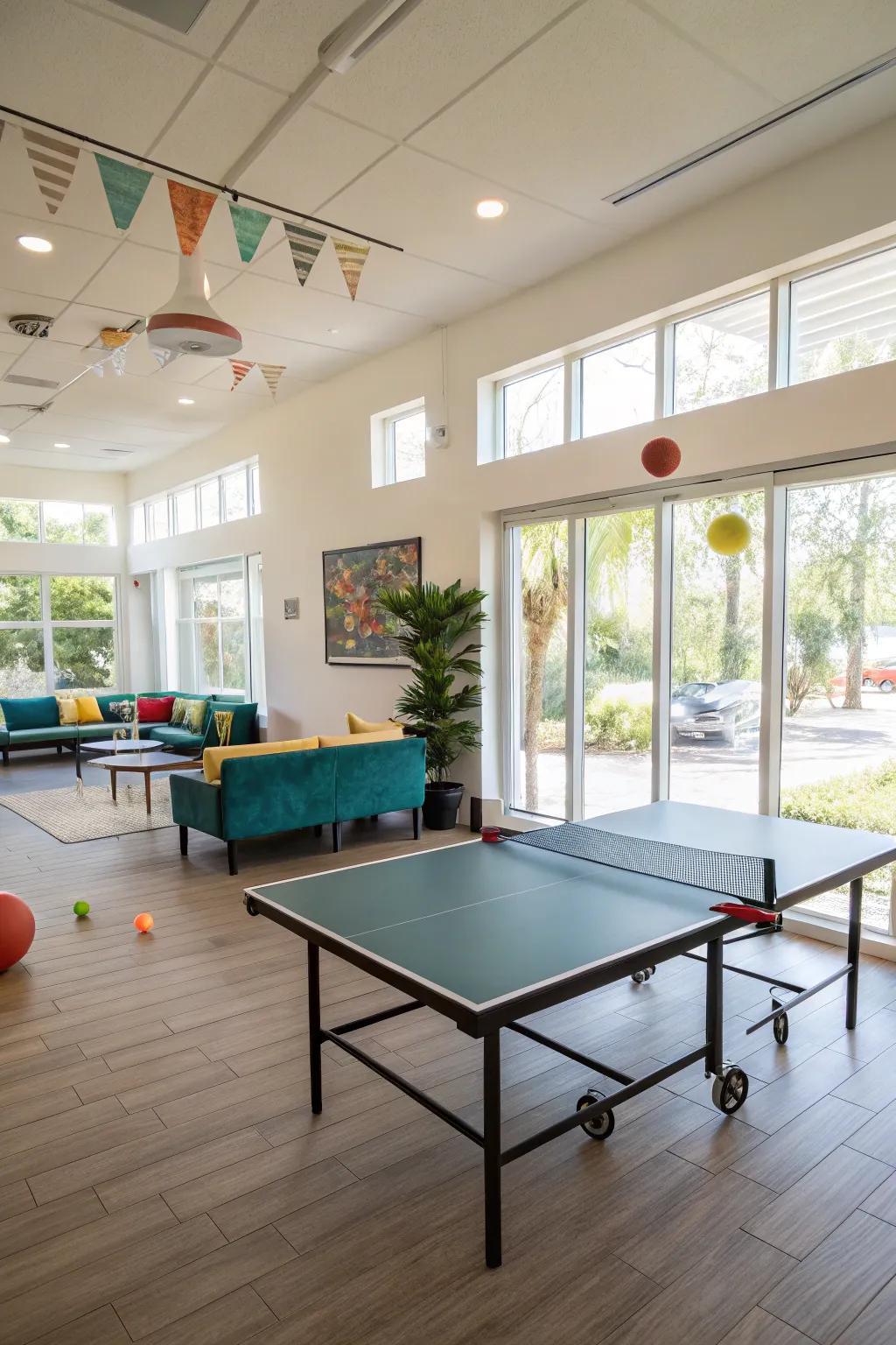 A ping pong table brings excitement and activity to your game room.