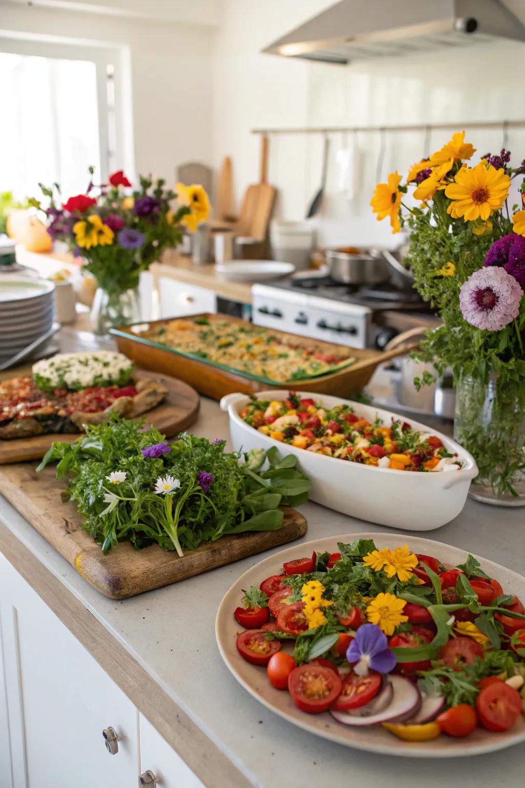 Seasonal garnishes add vibrancy and flavor to your buffet dishes.