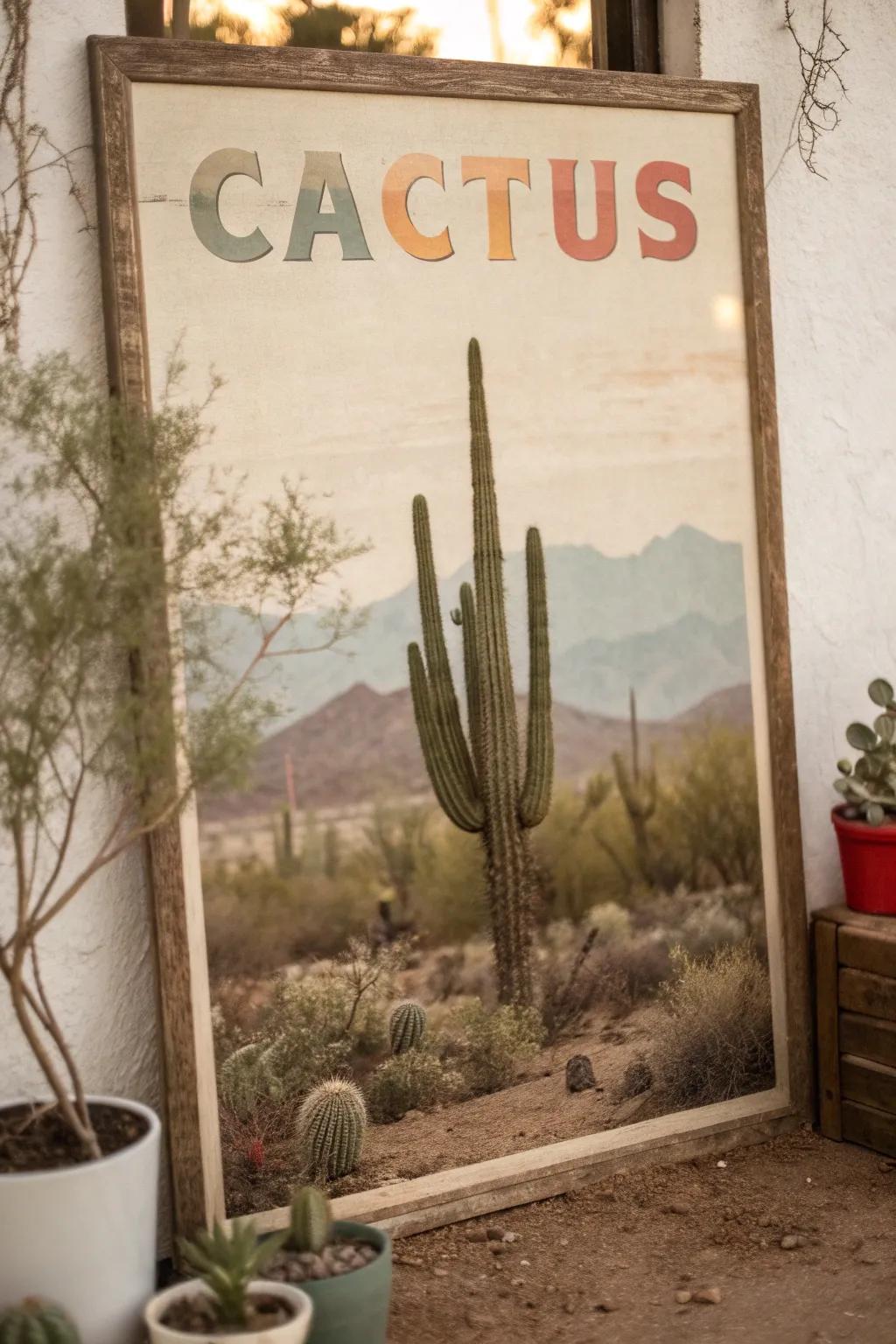 A nostalgic vintage cactus poster.