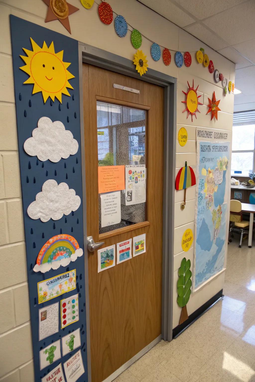 Forecast a future in meteorology with this weather-themed door.