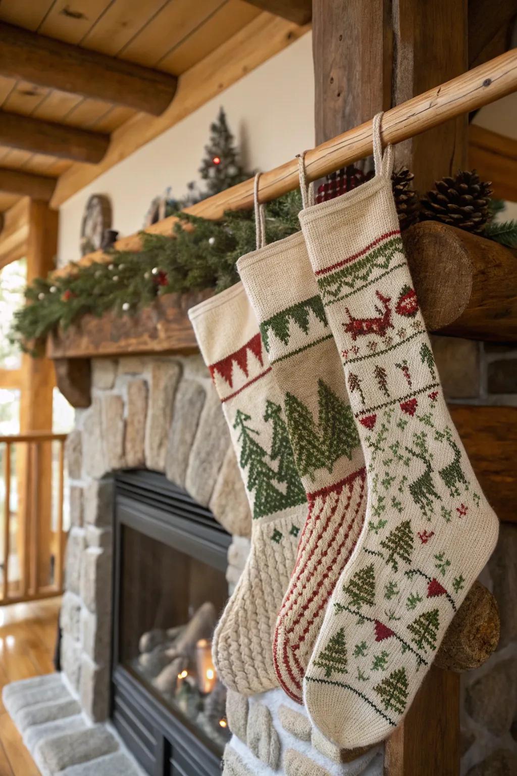 Nature-inspired textures bring a calm and earthy feel to your stockings.