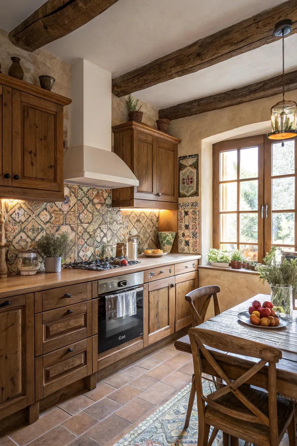 Handmade tiles add unique character to this classic kitchen.