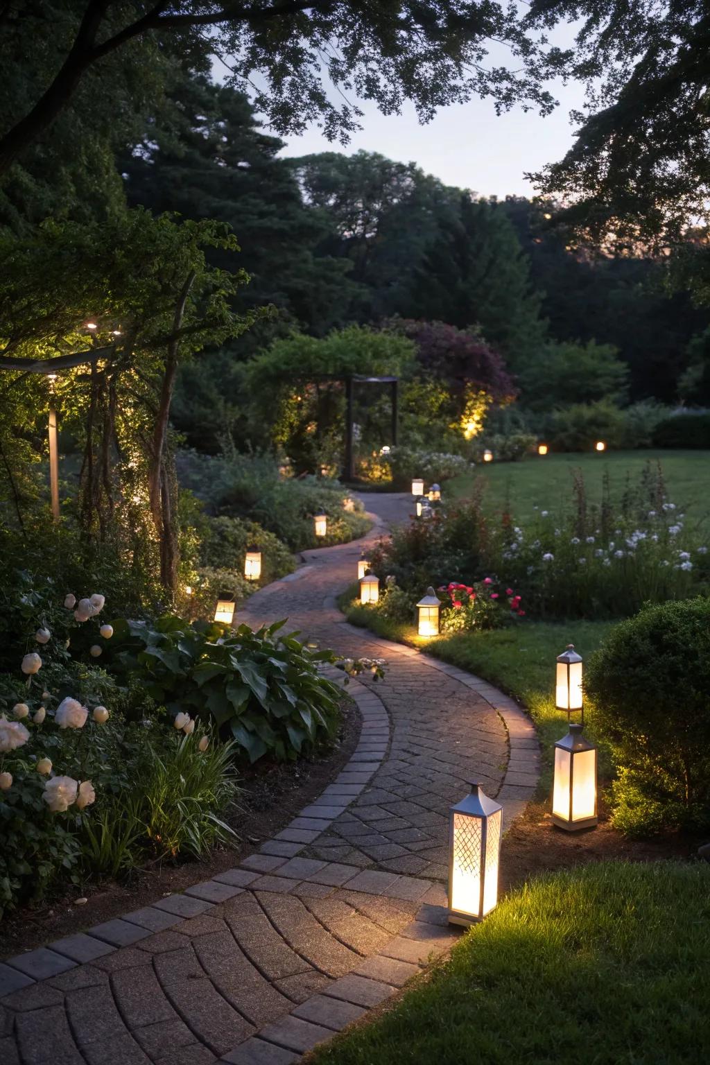 Elegant garden path luminaries.