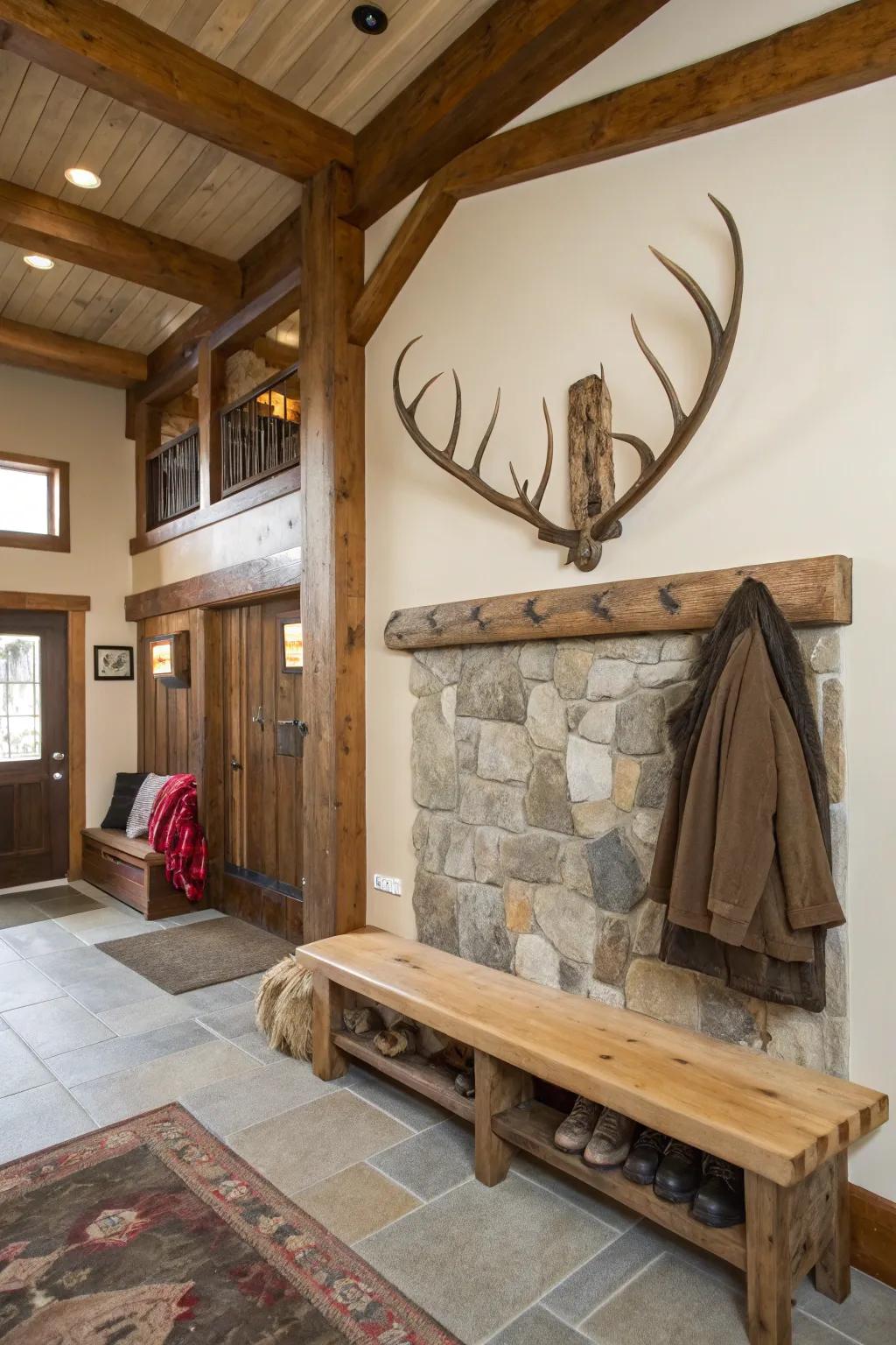 A faux antler coat rack, perfect for adding a touch of wilderness to your decor.