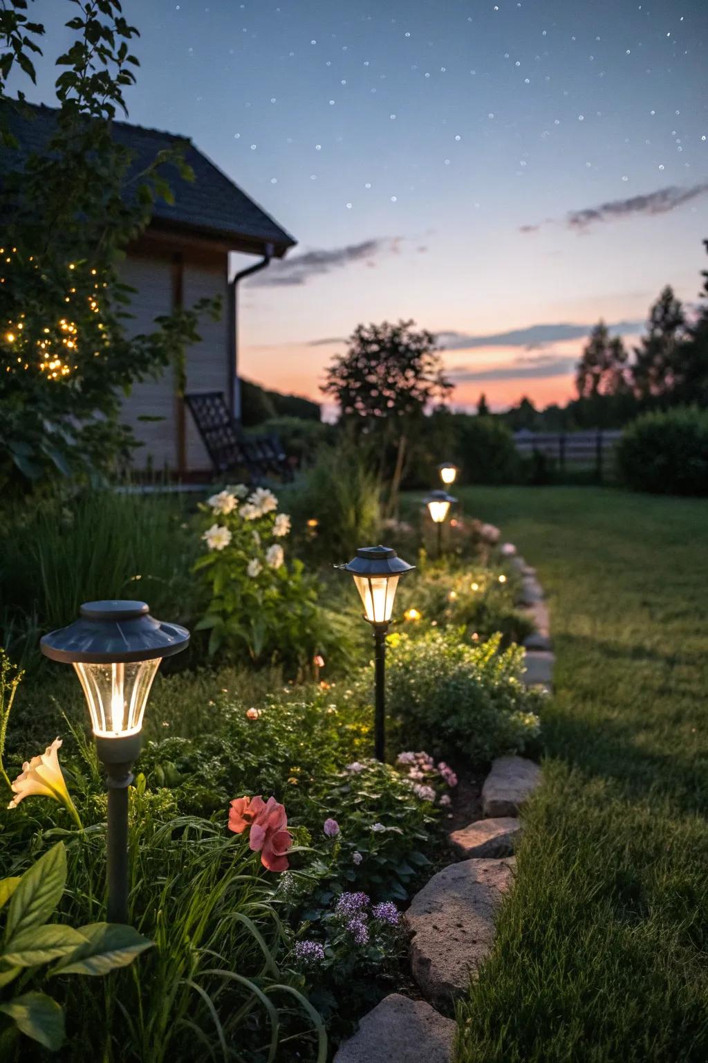 Chic solar lights offering eco-friendly elegance.