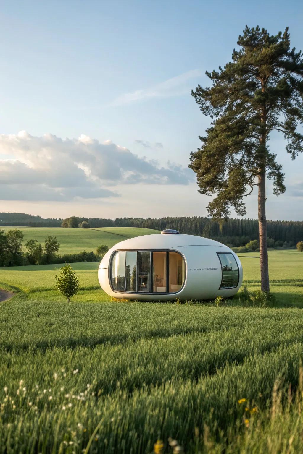 A futuristic pod home that looks ready for space-age living.