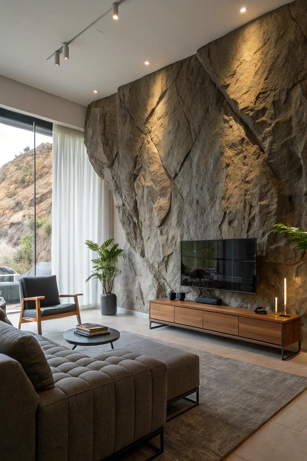 Make a statement with a stunning rock feature wall.