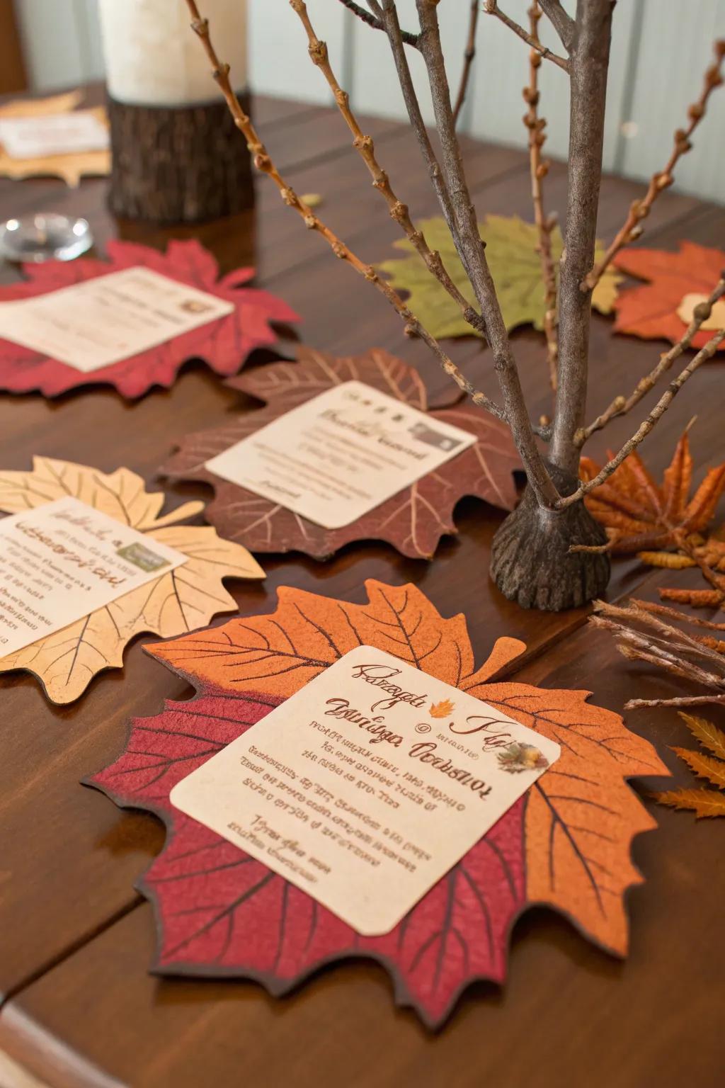 Leaf invitations give a personal and thematic start to your party.