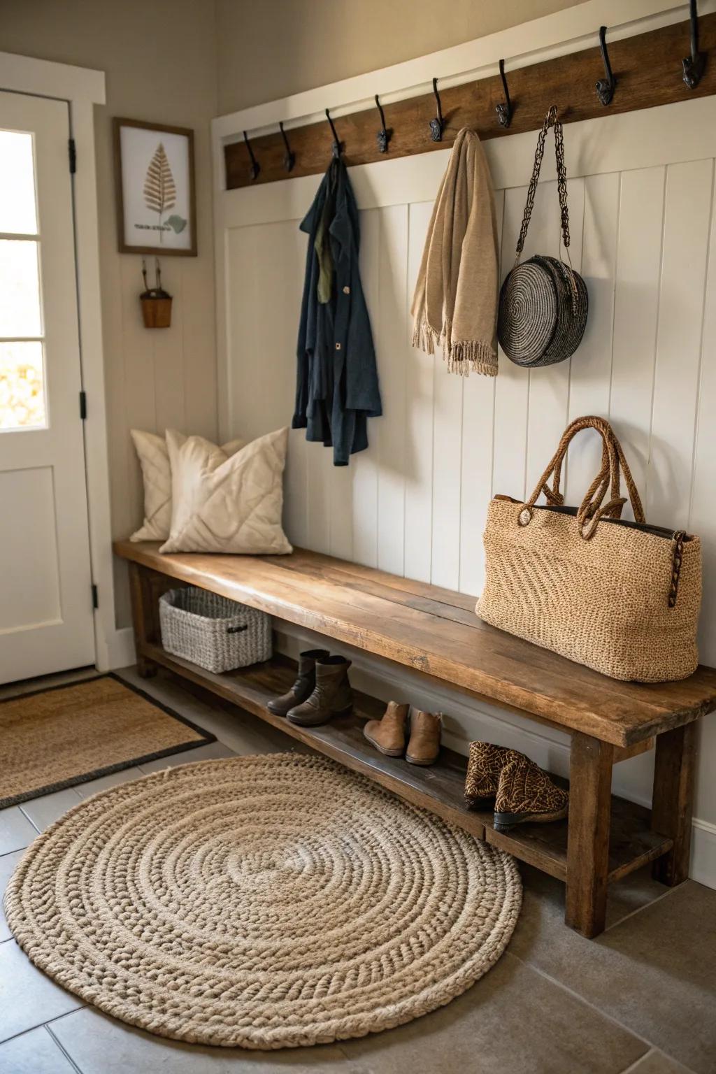 Braided rugs bring texture and charm to busy entryways.