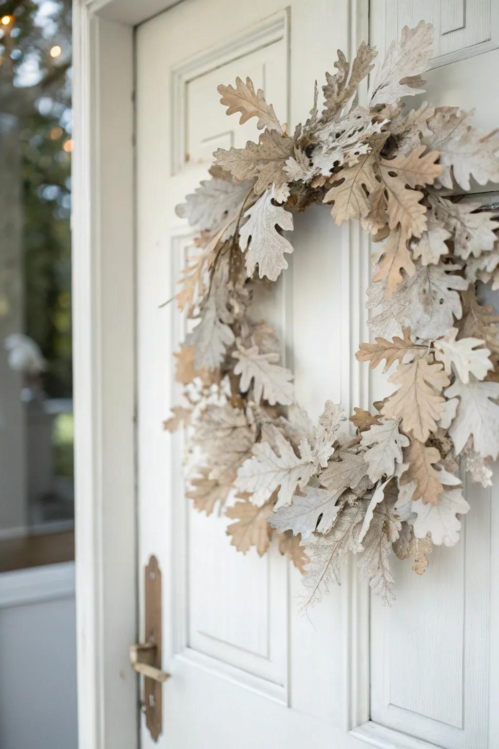 Bleached oak leaves offer a unique and airy design.