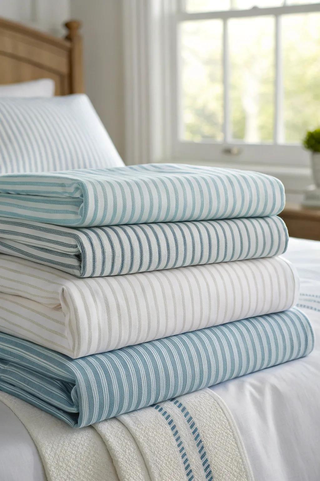 Ticking stripes add a classic touch of elegance.