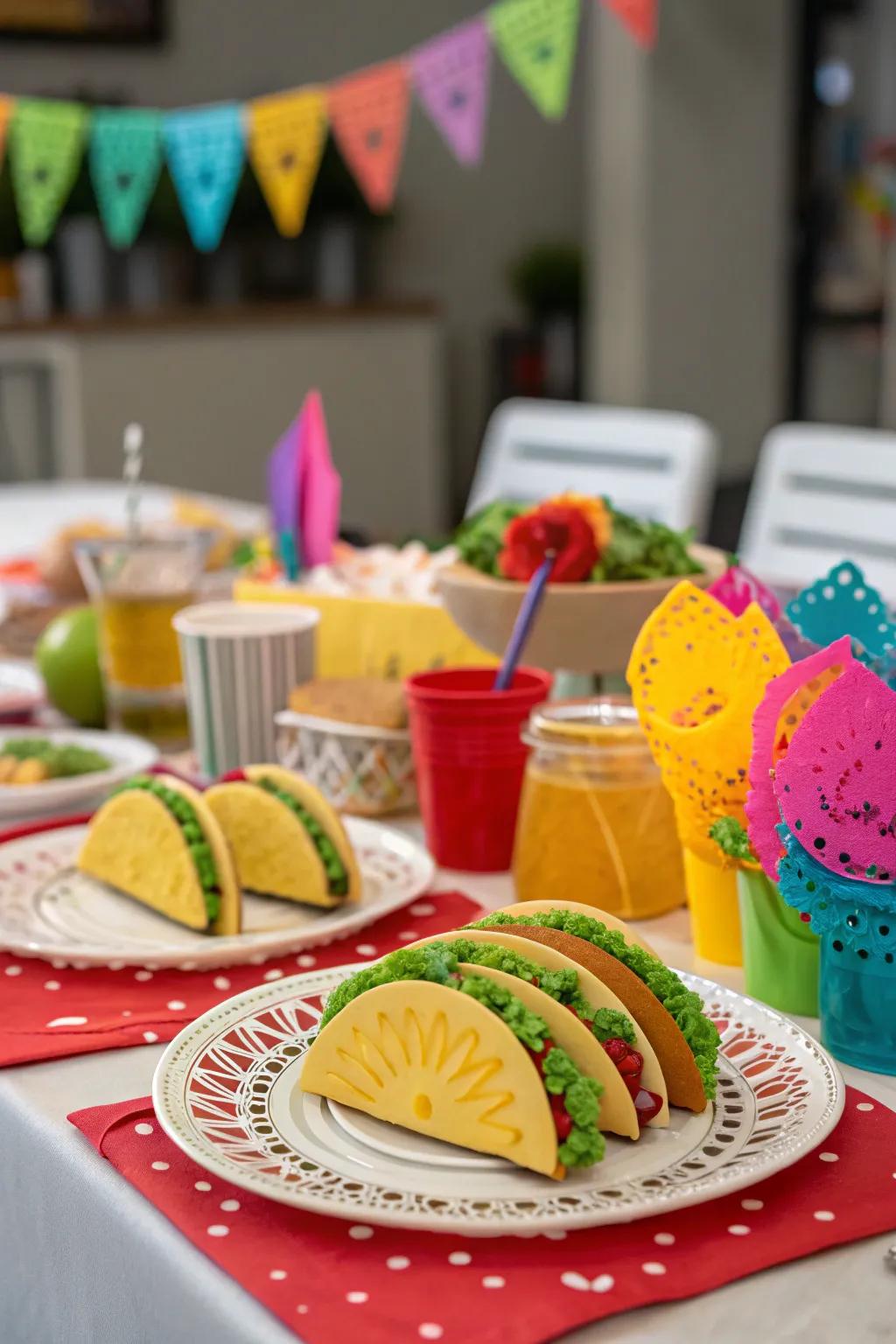 Celebrate with a vibrant and festive taco fiesta theme.