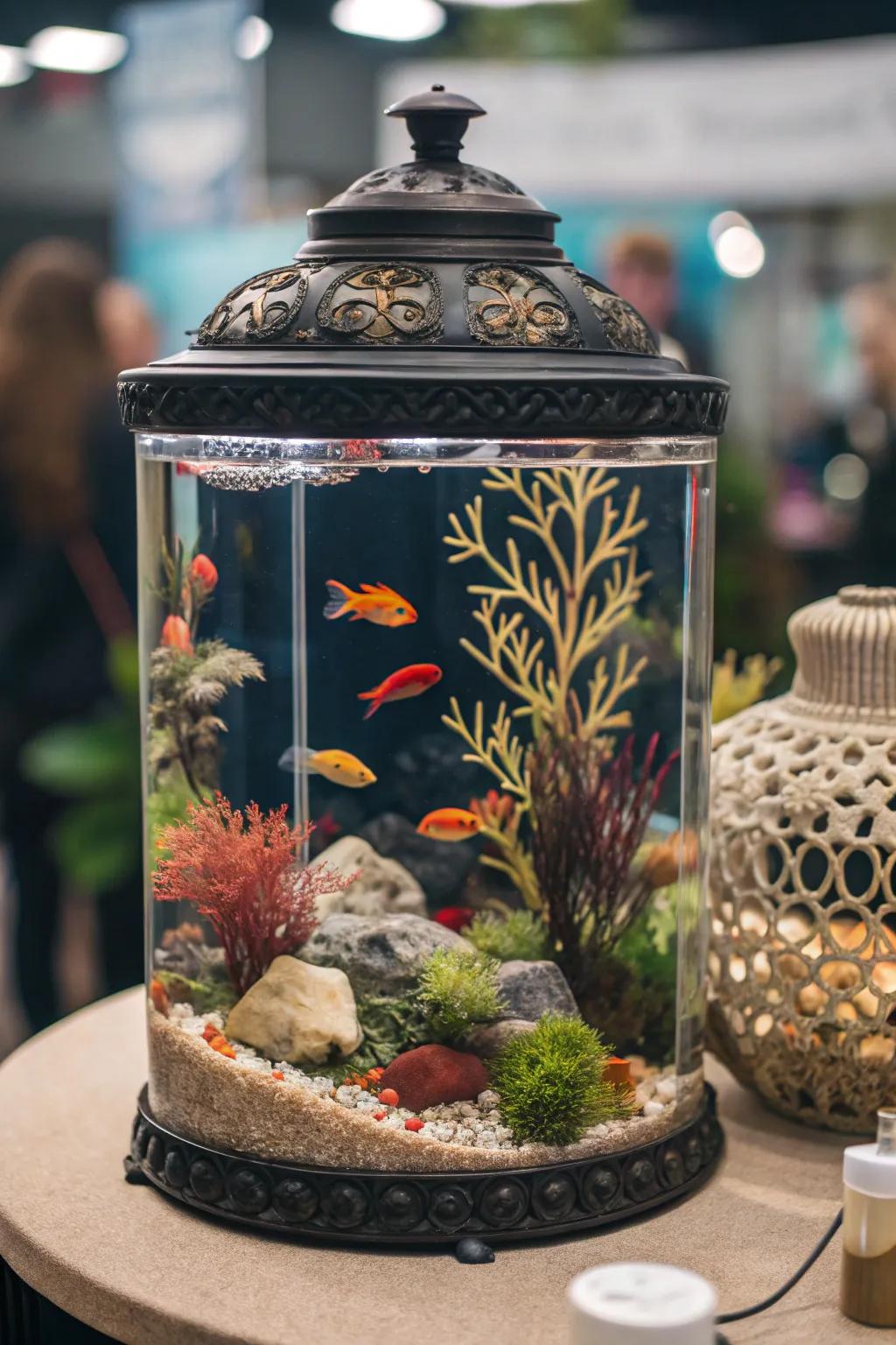 An aquarium designed as a piece of aquatic art