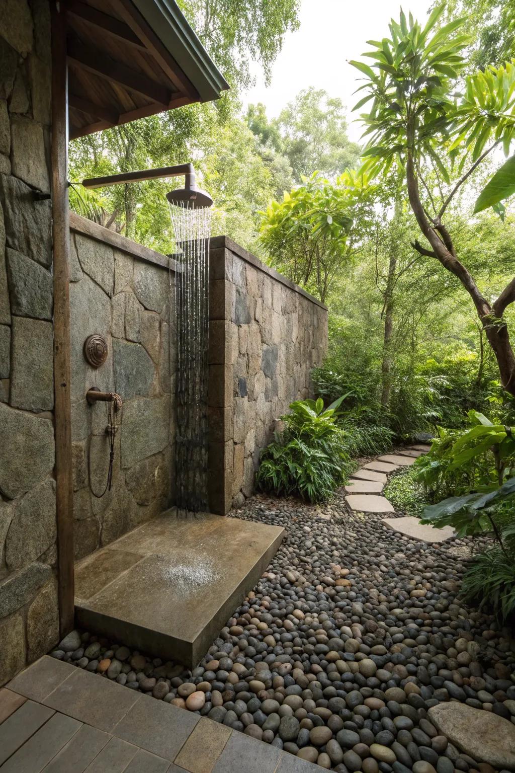 Pebble flooring brings a natural, spa-like feel to any space.