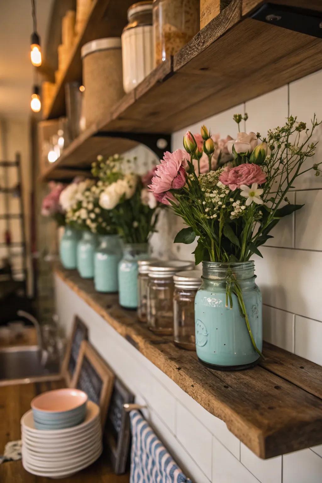 Bring rustic charm with upcycled mason jar planters.