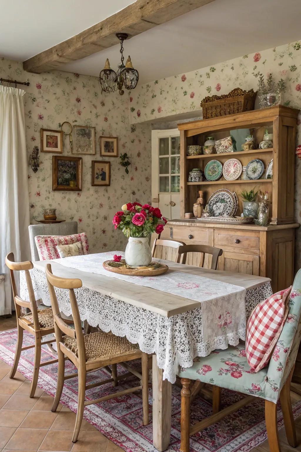 Mixed patterns and textures add depth and interest to the space.