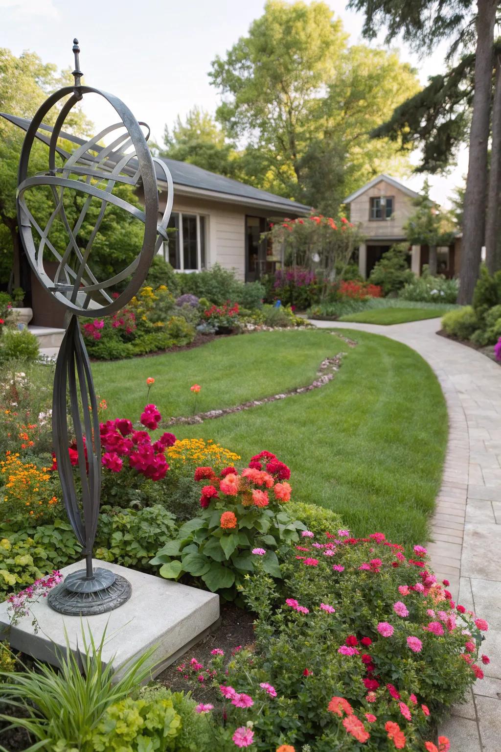 Garden sculptures offer an artistic focal point and personality.