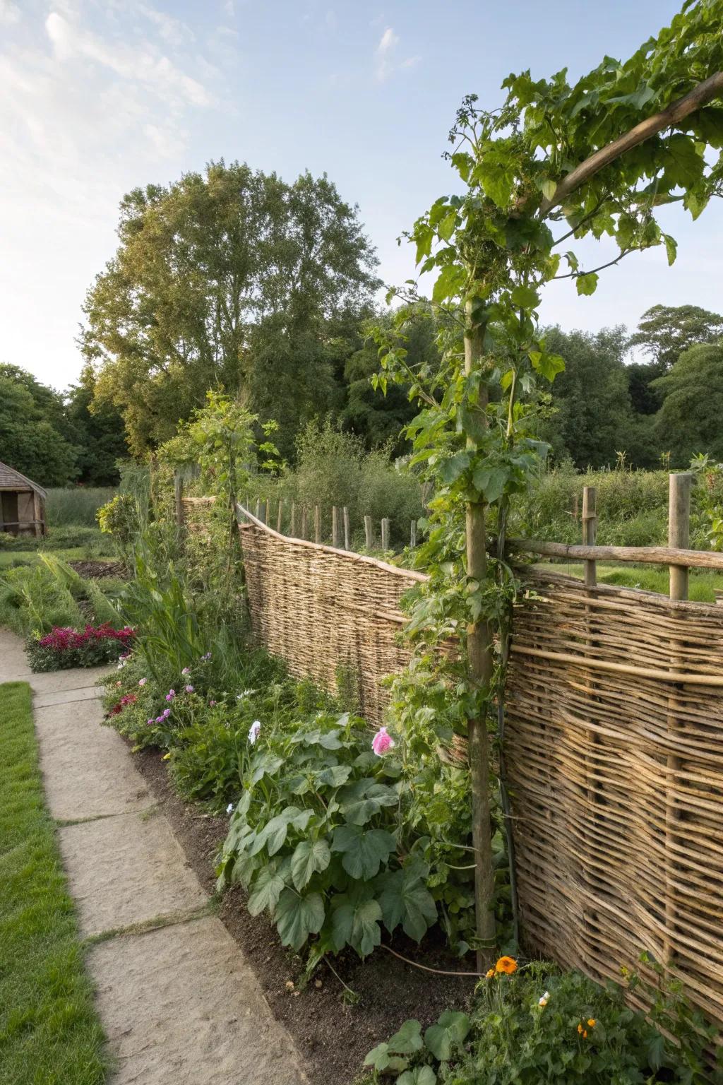 Woven hazel fences add elegance and natural appeal to gardens.