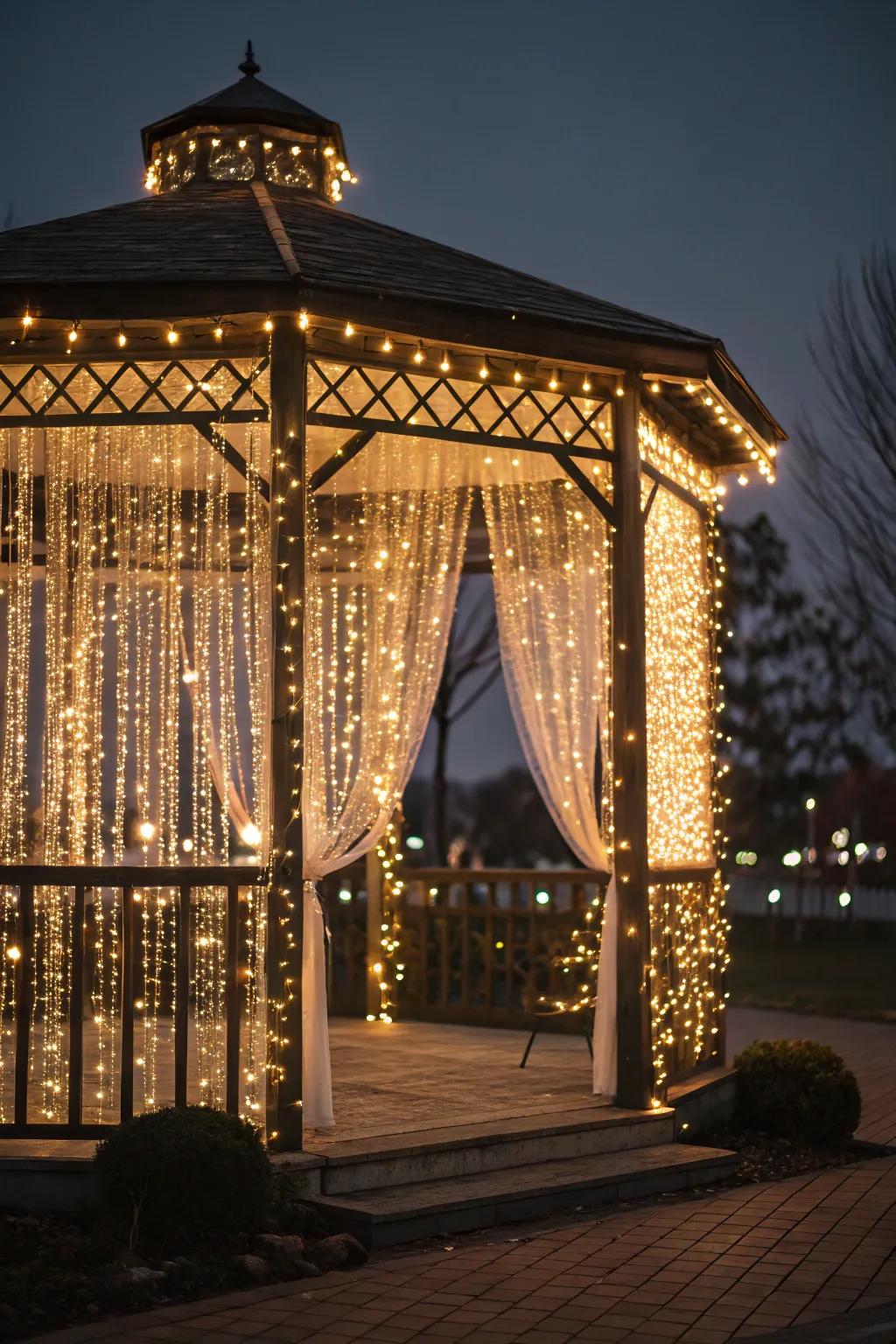 A curtain of lights provides a dramatic and beautiful backdrop.