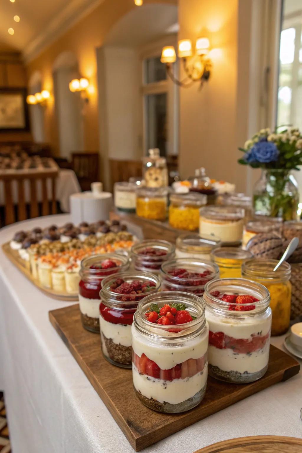 Dessert jars offer a charming and practical way to serve sweets.