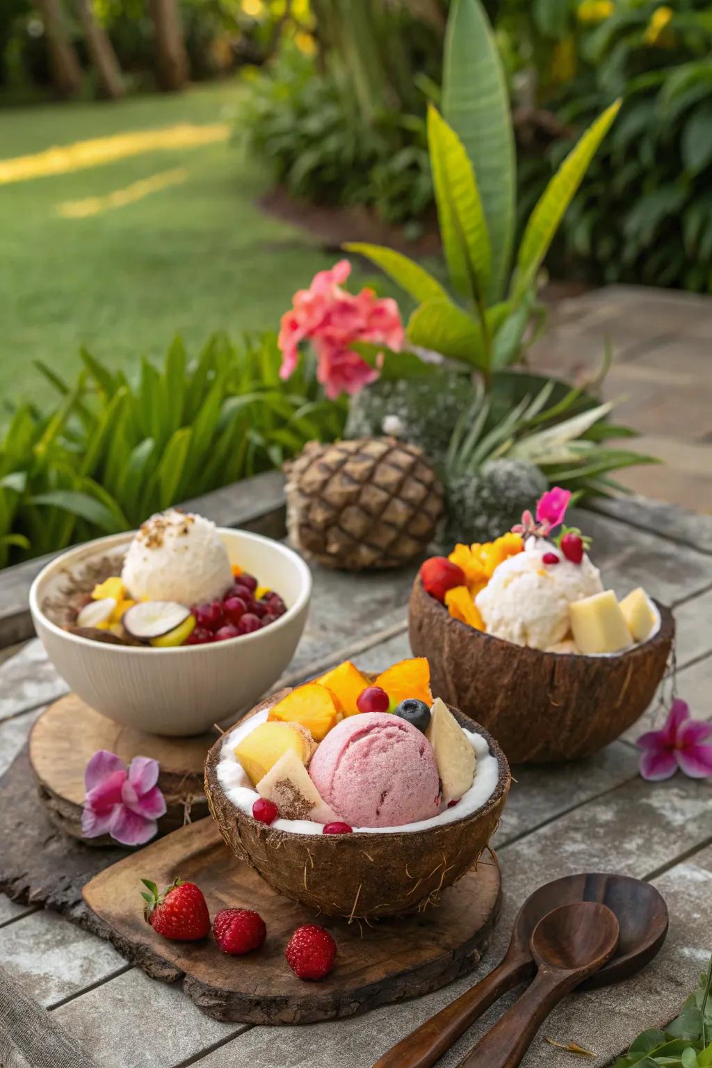 A tropical ice cream oasis that transports guests to a beach paradise.