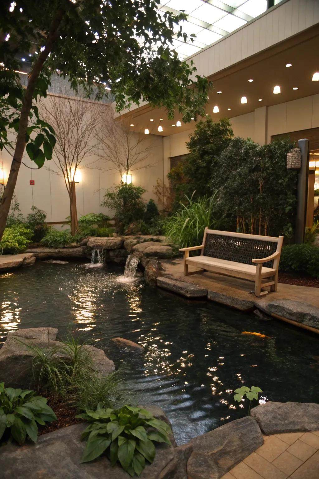 Meditative ponds provide a peaceful retreat for reflection and calm.