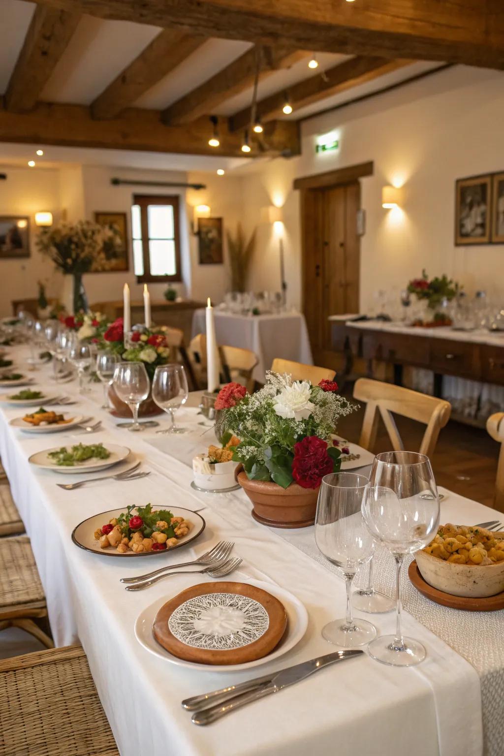 Communal dining spaces encourage conversation and connection.