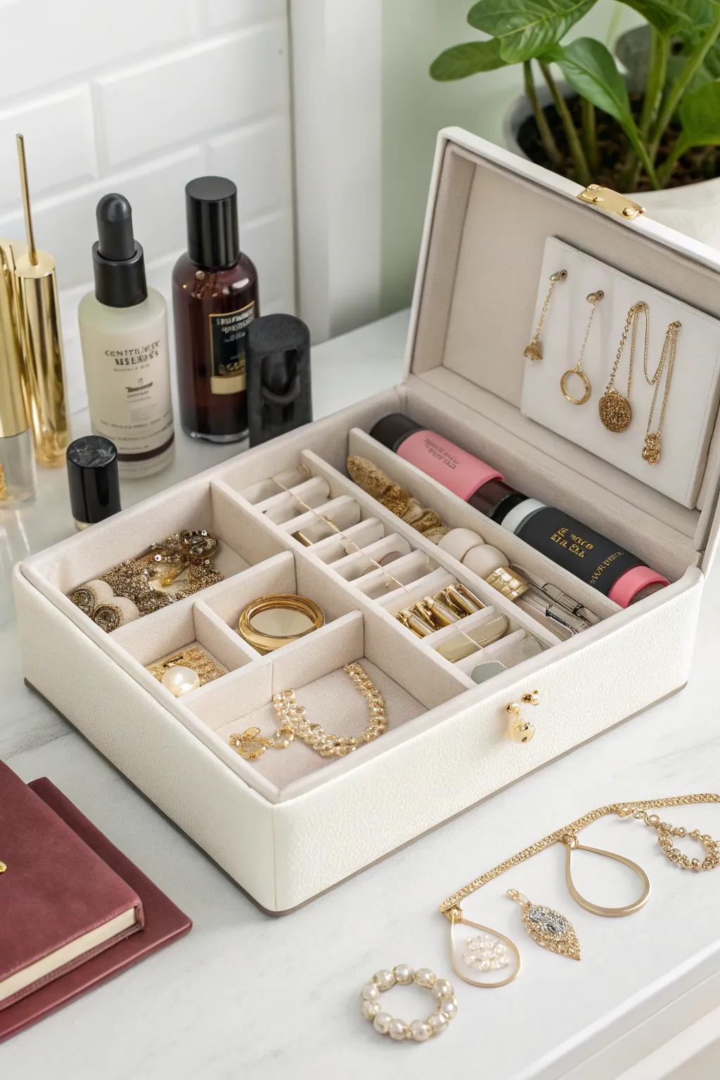 Stylish multifunctional jewelry and makeup organizer