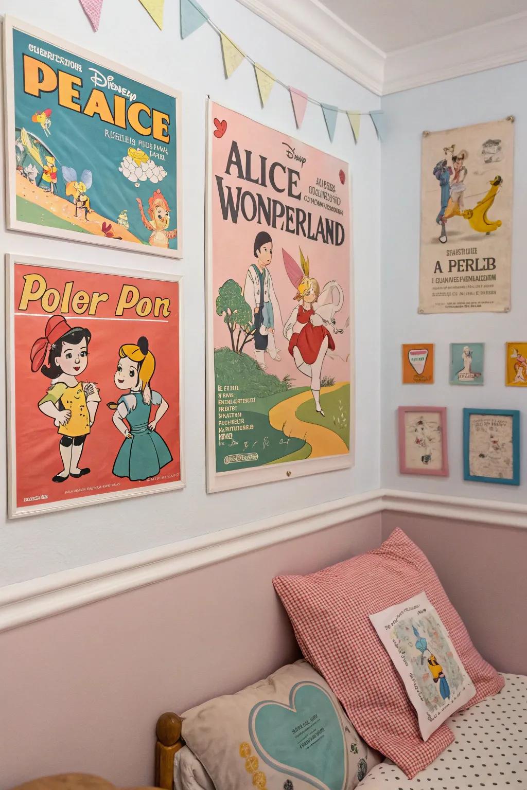 Vintage poster galleries introduce timeless stories and charm.