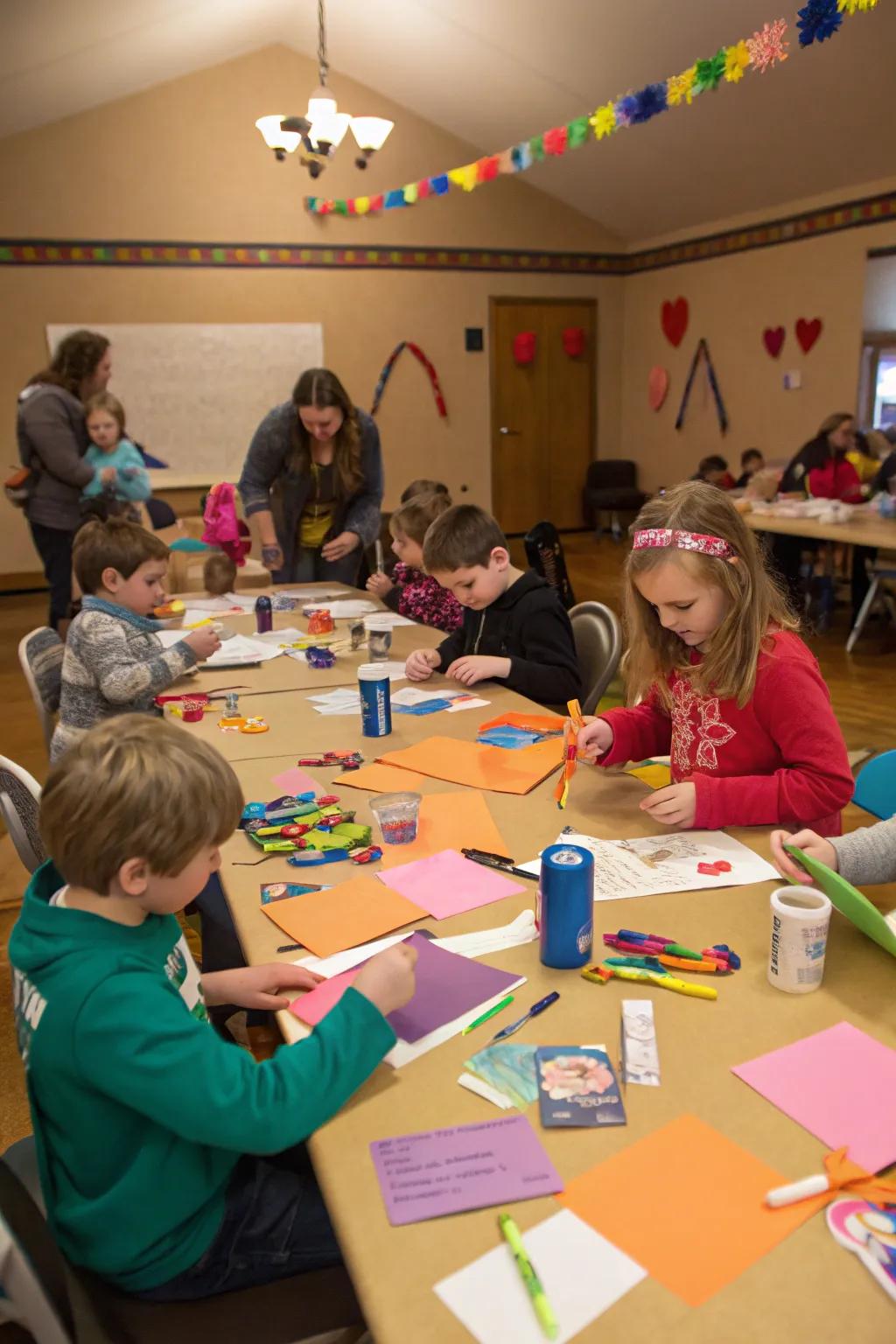 Community craft table, a hub for social and creative interaction.