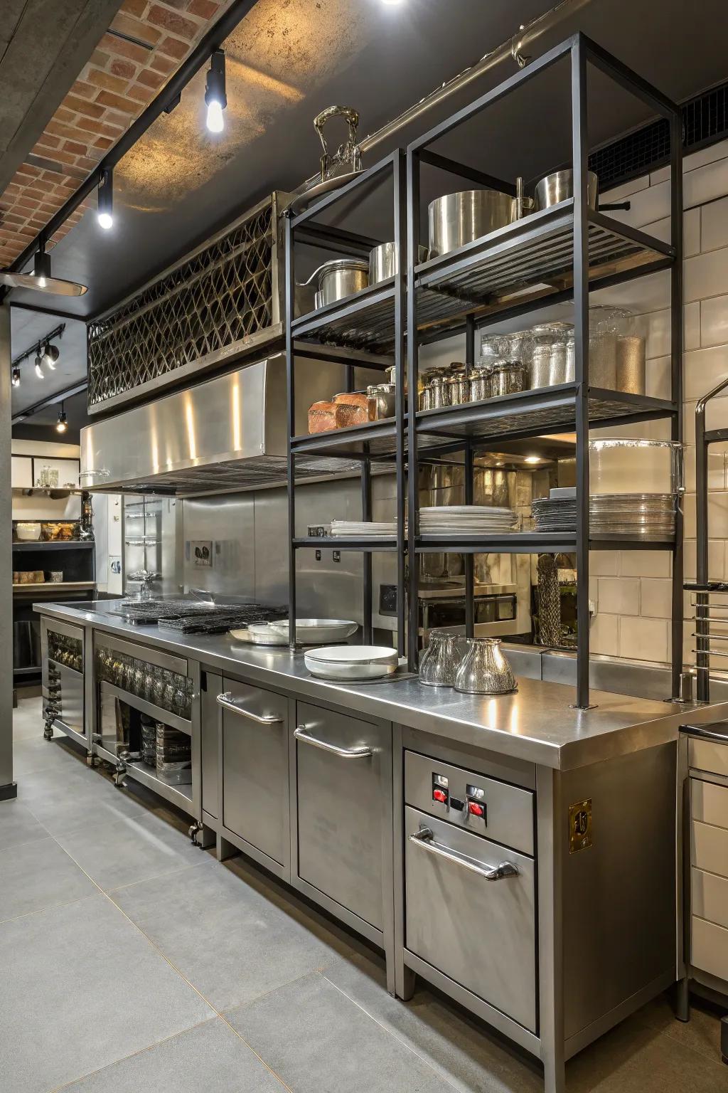 Industrial elements can bring a sleek, professional touch to your kitchen.
