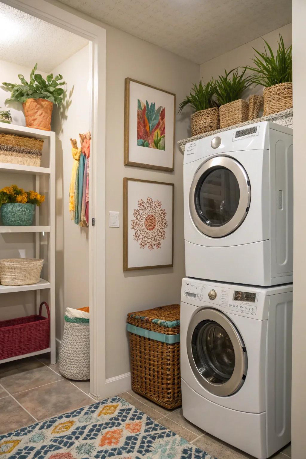 Personalize your laundry room with artful decor.