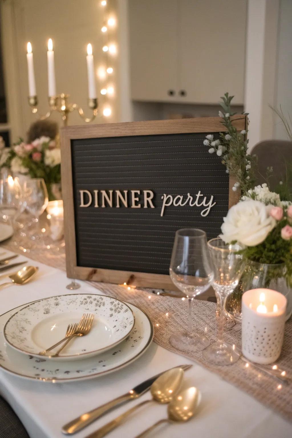 Set the scene for a memorable dinner party with themed messages on your letter board.