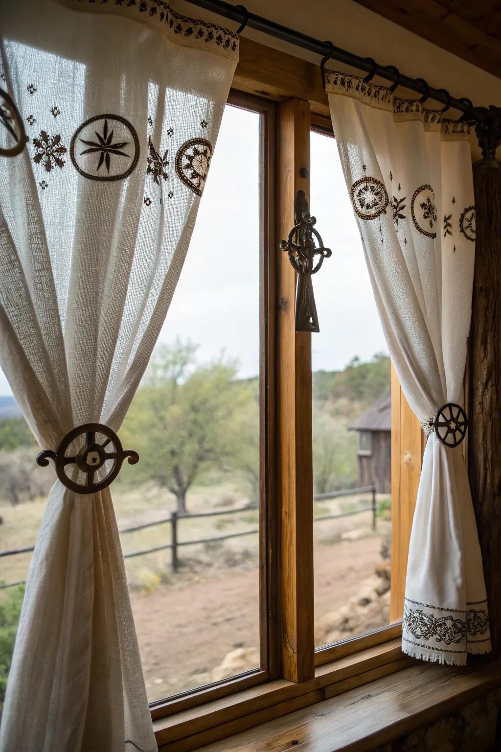 Western curtain rods add personality and charm.