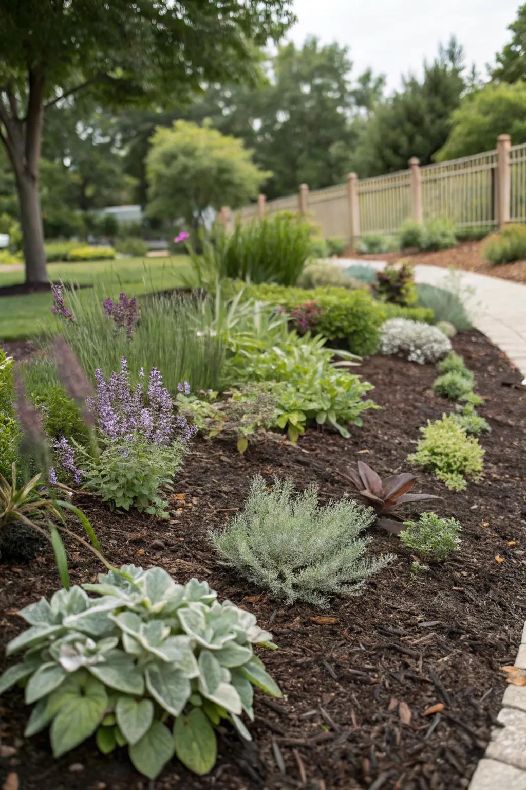 Mulch gardens: neat, tidy, and easy to maintain.