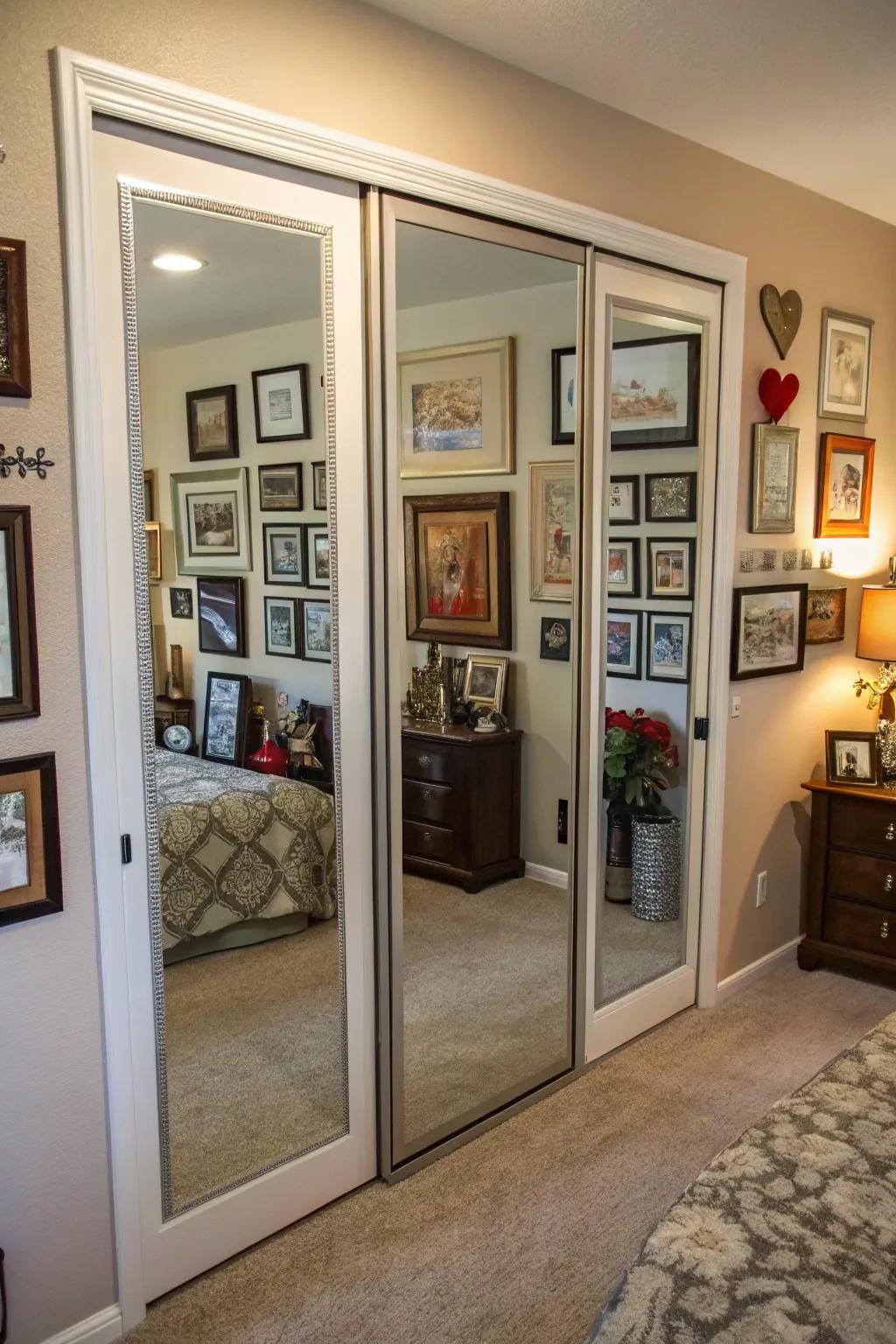 Add character with custom artwork on mirrored doors.