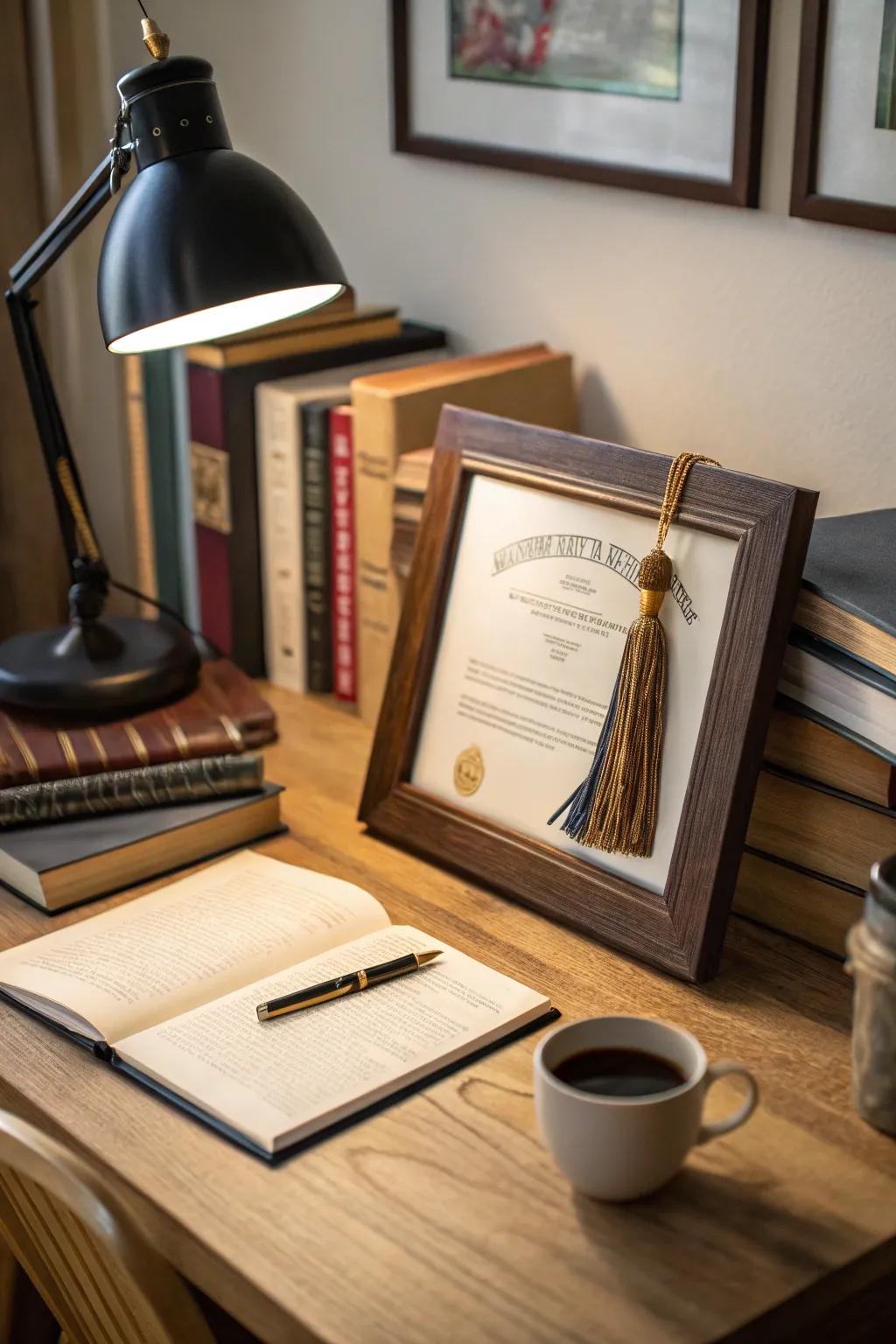 Showcase your tassel alongside your diploma for a personal and sentimental display.