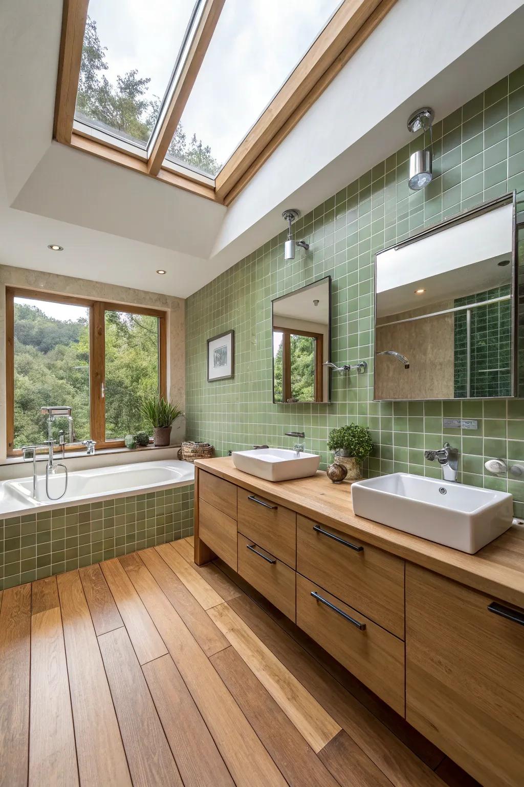 Eco-friendly features bring sustainability to the modern bathroom.