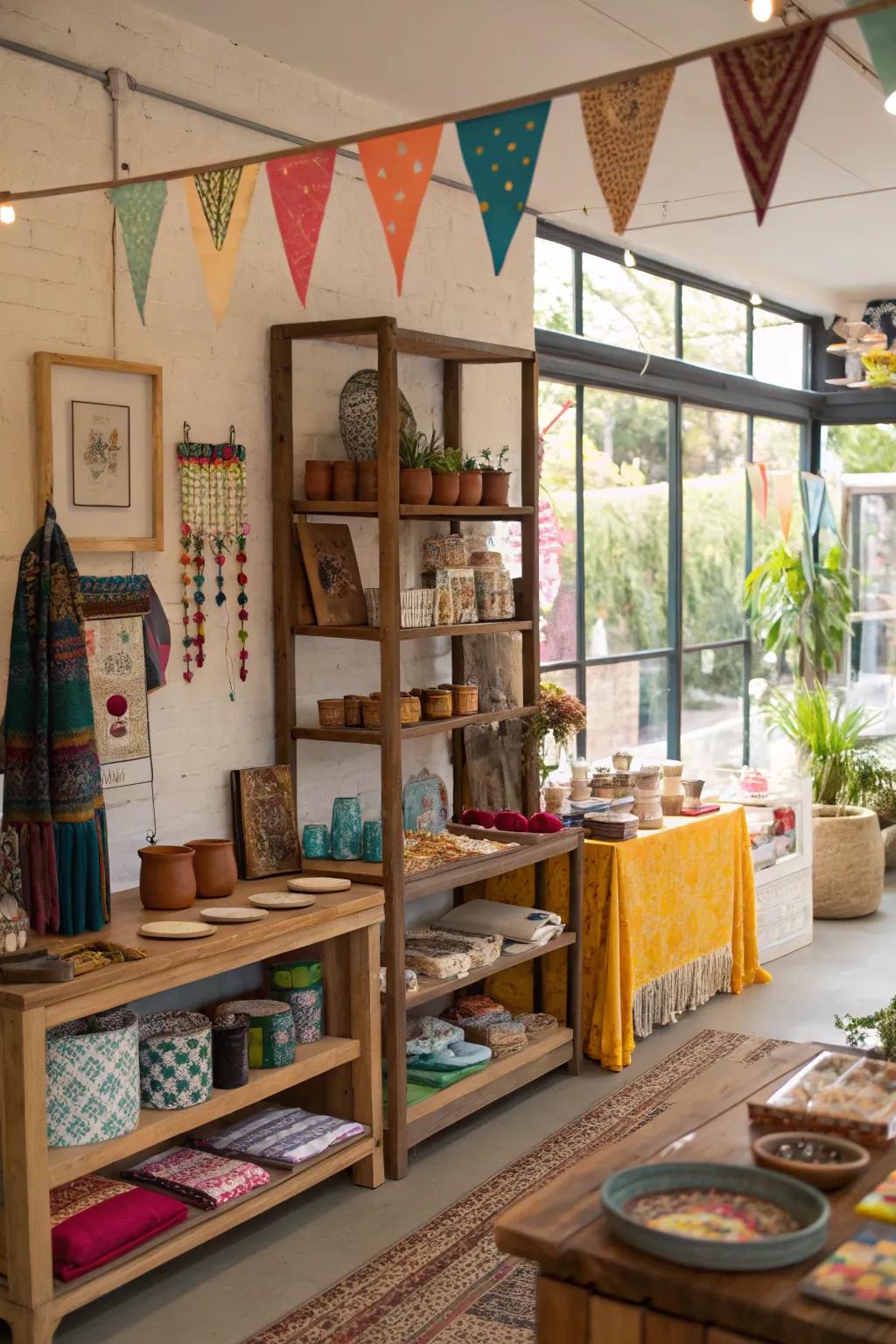 A pop-up boutique theme supports local artisans and adds charm.