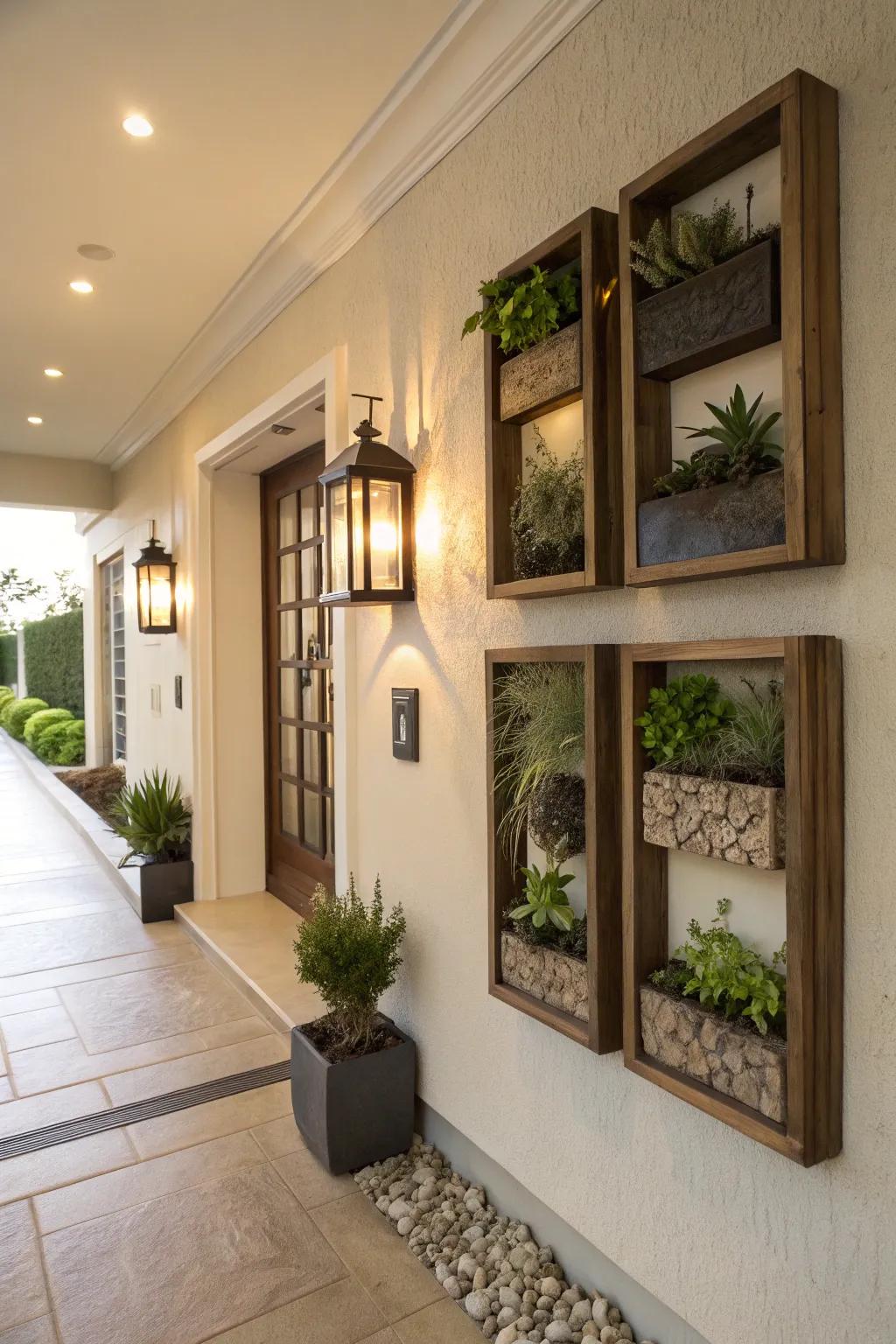 Create depth with shadow box plant displays.